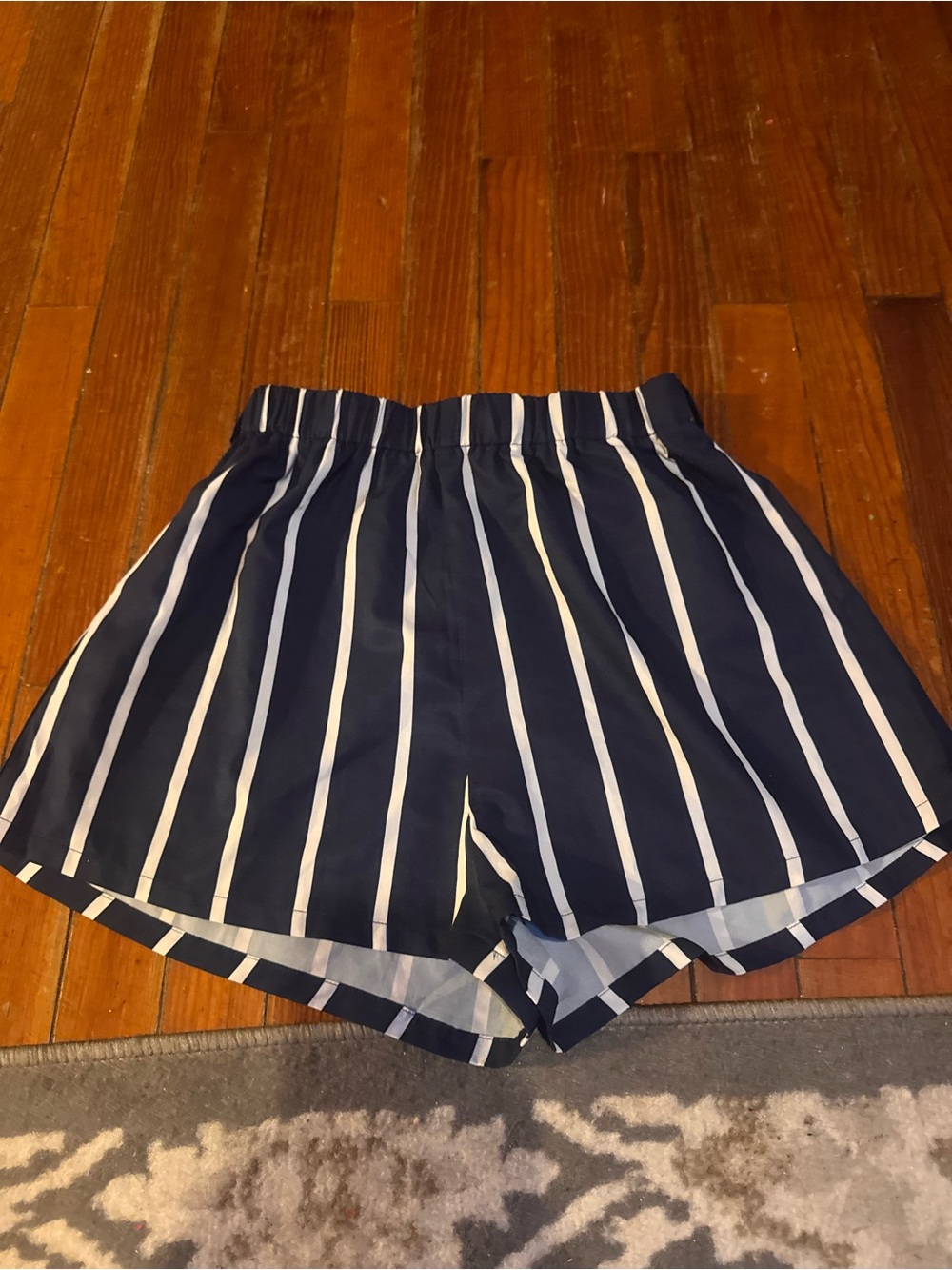 Chic Nation Navy and White Striped Shorts
